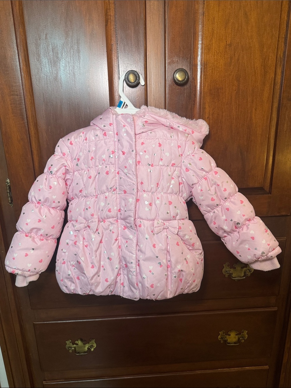 ZeroXposur Pink Heart-Print Hooded Puffer Coat for Kids